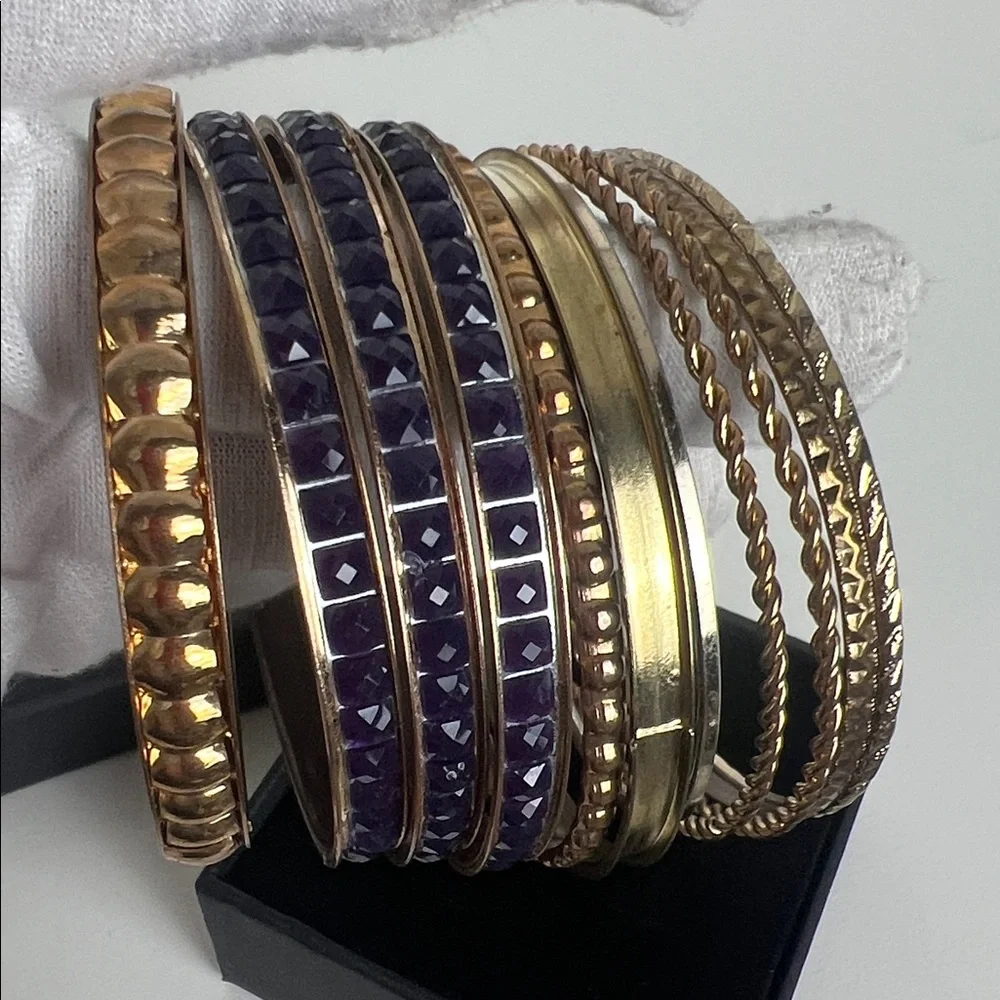 Elegant Gold and Purple Bangle Set - Picture 3 of 3